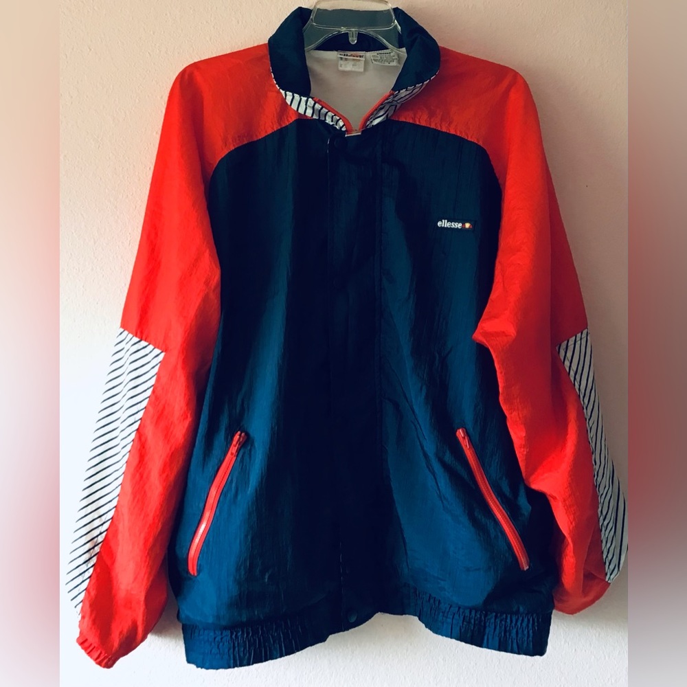 Vintage Ellesse red white blue Windbreaker Athletic Jacket size 6